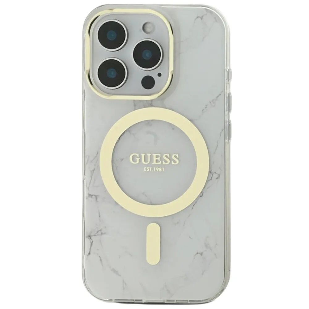 Guess Magsafe IML Étui rigide iPhone 16 Pro Max – Blanc