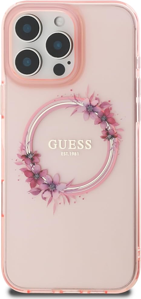 coque guess magsafe   iphone 16pro  rose
