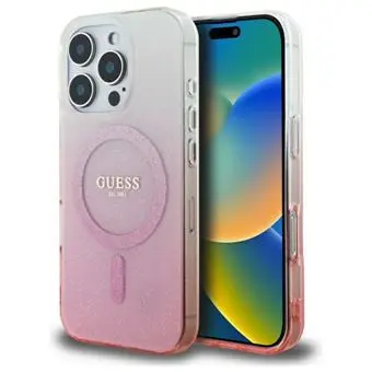 Coque pour iPhone 16 Pro - Guess IML Glitter Glitter Gradient MagSafe rose