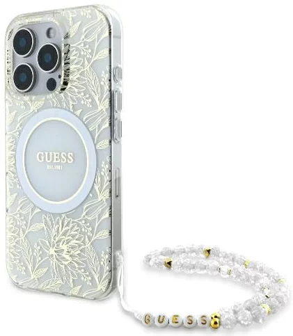 coque guess magsafe iml flowers 16 pro max  – bracelet perles