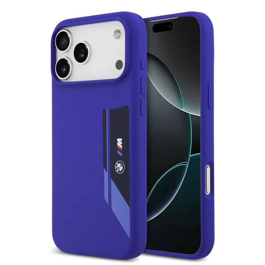 BMW iPhone 17 Pro Max – Coque Silicone Bleu Marine MagSafe
