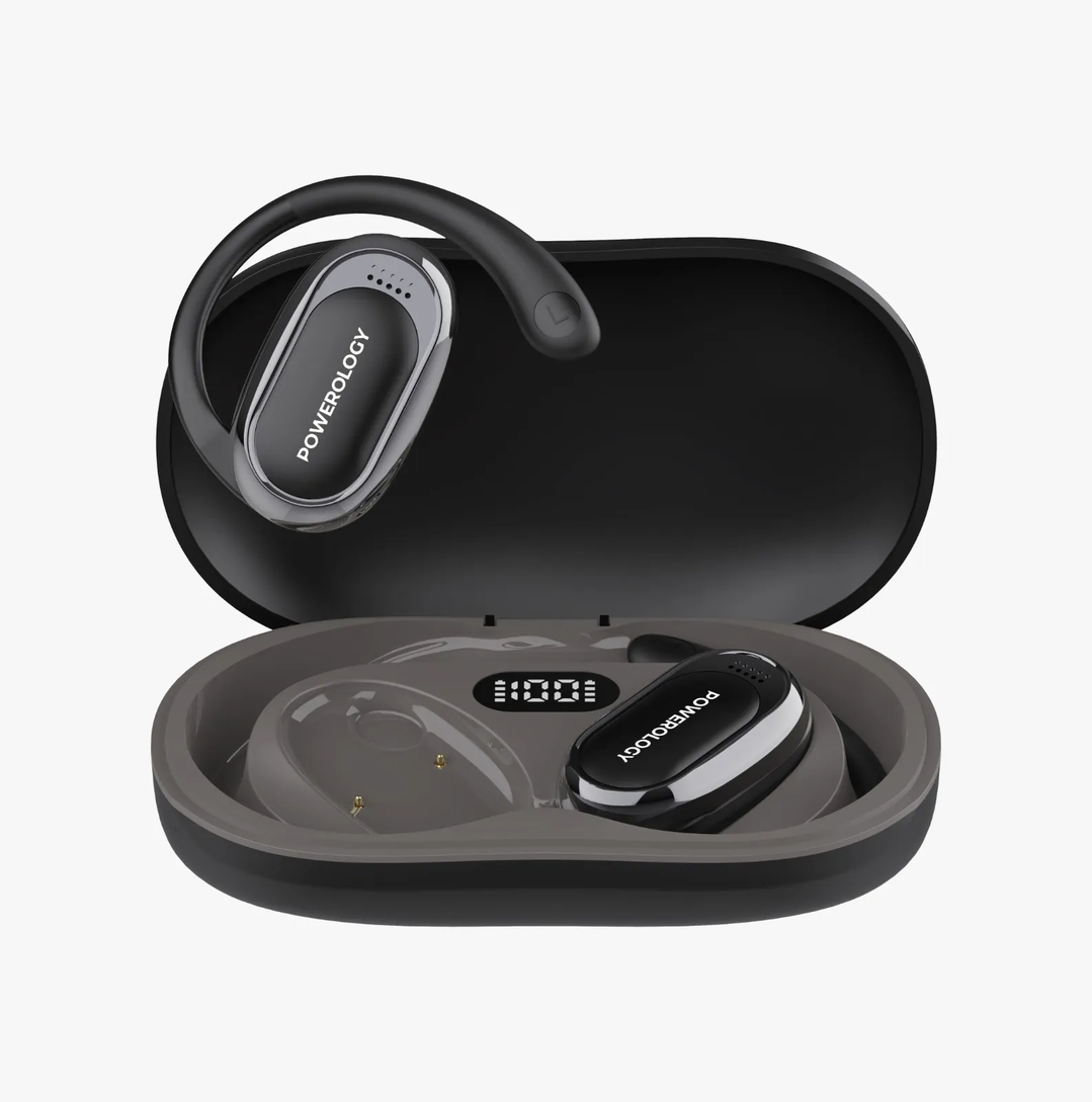 Powerology OURA Earbuds With 3C Fast Charging + Dual Enc Mic + 5.5H Playtime - Black