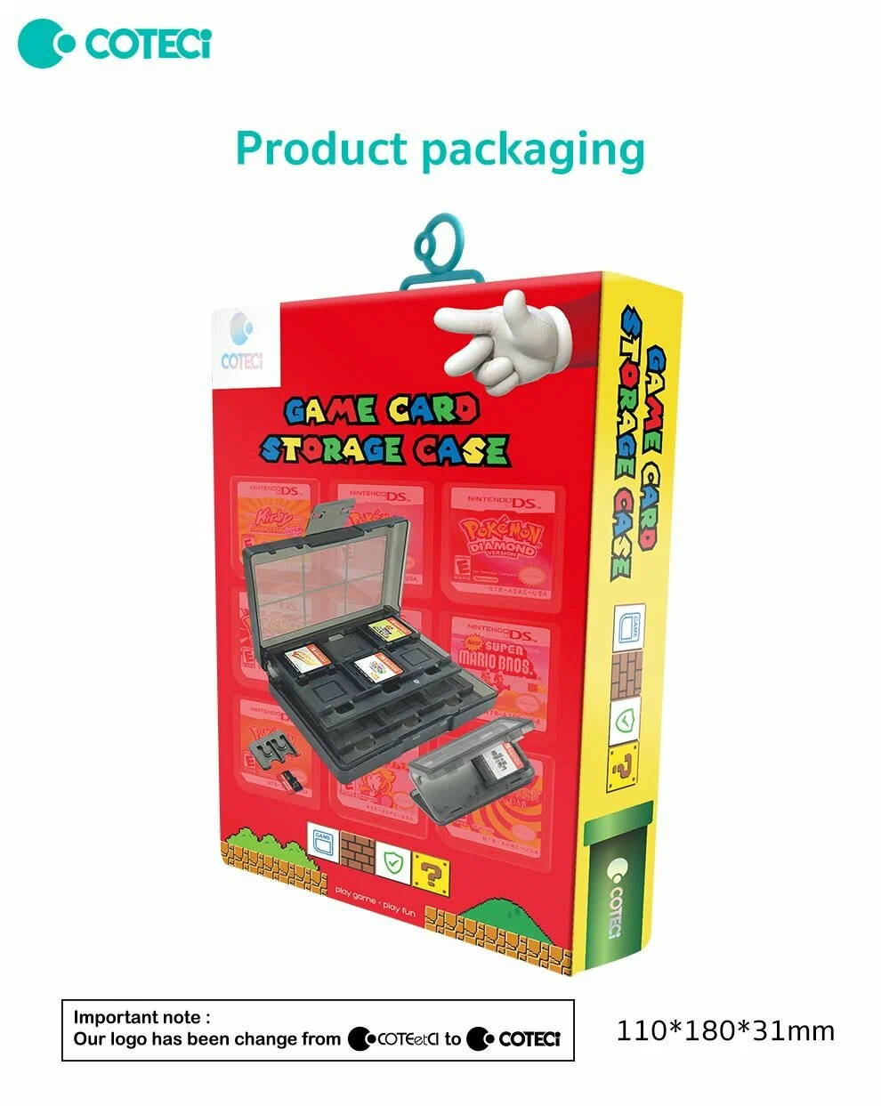 Étui de rangement pour cartouches (24 pièces) pour Nintendo Switch COTECi boîte de rangement pour cartes de jeu 2/PCS