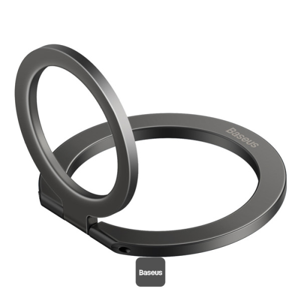 Anneau métallique pliable Baseus Halo Series | Support et support pour anneau magnétique à rotation à 360° pour tous les téléphones - Gris