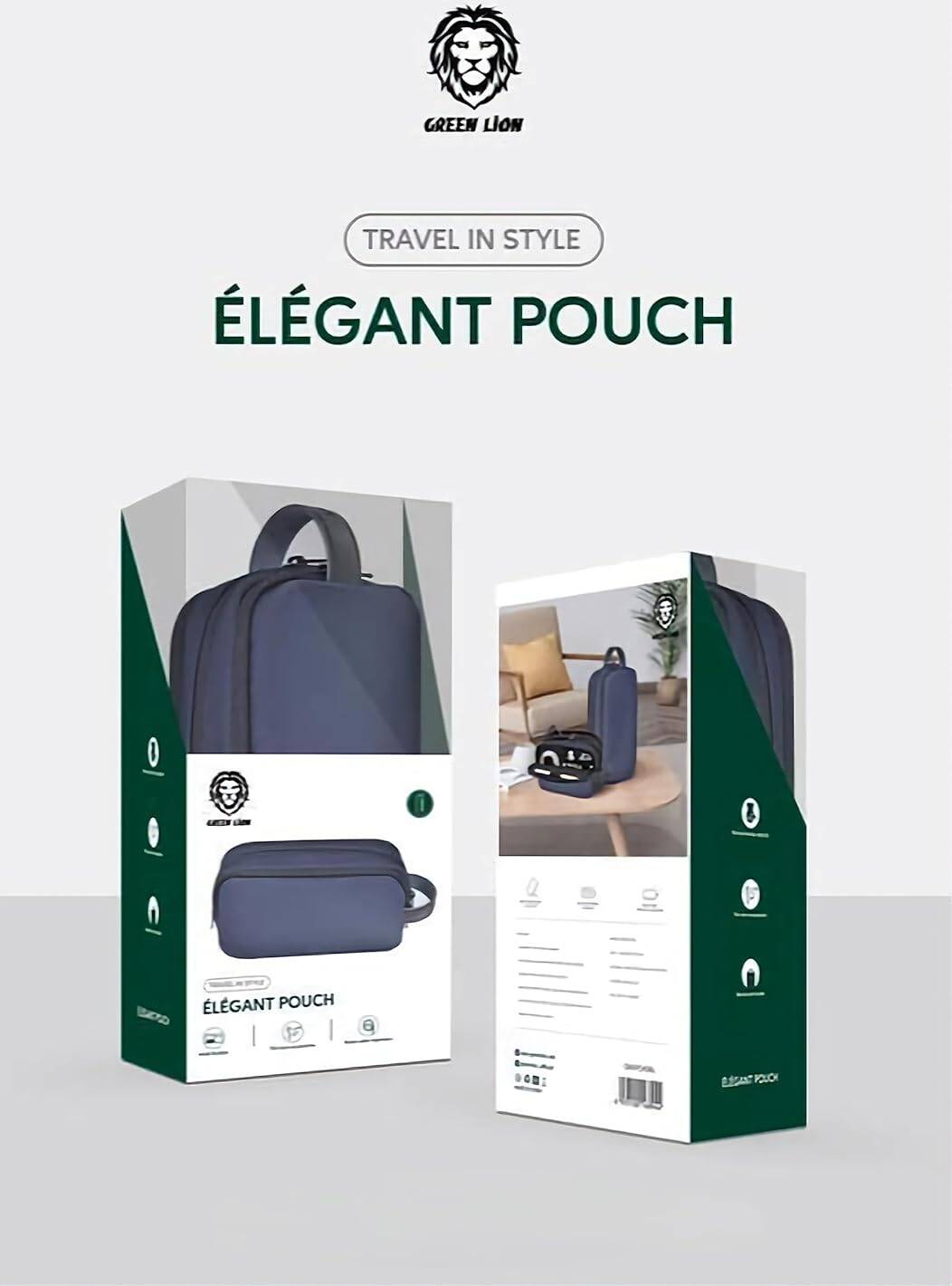 Green lion sacoche elegant travel pouch - bleu