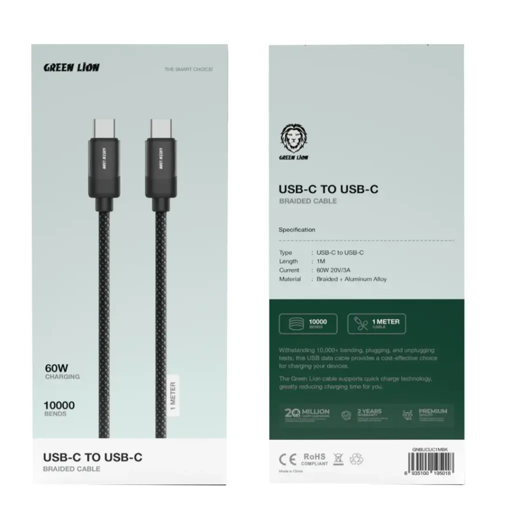 GREEN LION TRANSPARENT CABLE USB-A TO LIGHTNING