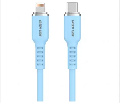 GREEN LION USB-C TO LIGHTNING SILICONE CABLE - BLUE
