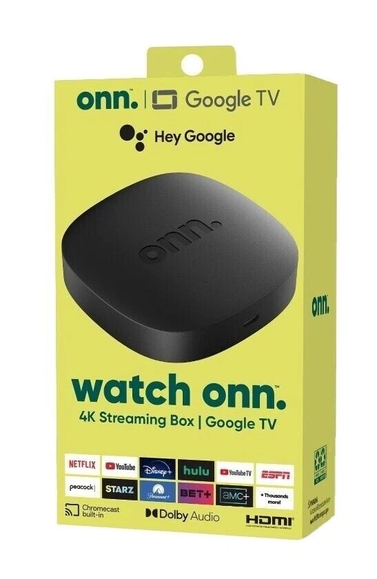 Boîtier de streaming ONN 4K Wi-Fi Android TV UHD Google TV