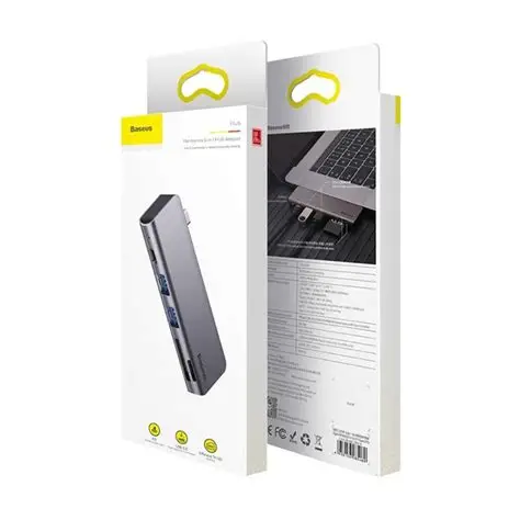 Baseus Adaptateur USB 3.0 Type C Baseus Harmonica vers lecteur de carte SD et USB Type A/C (Gris)