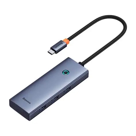 Hub USB-C Baseus UltraJoy 5-en-1 – HDMI 4K@30Hz, 3x USB 3.0, PD – Gris