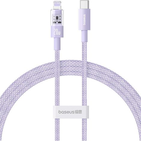 Câble de charge rapide Baseus Gem USB-C vers iPhone, 1 m, 20 W, violet