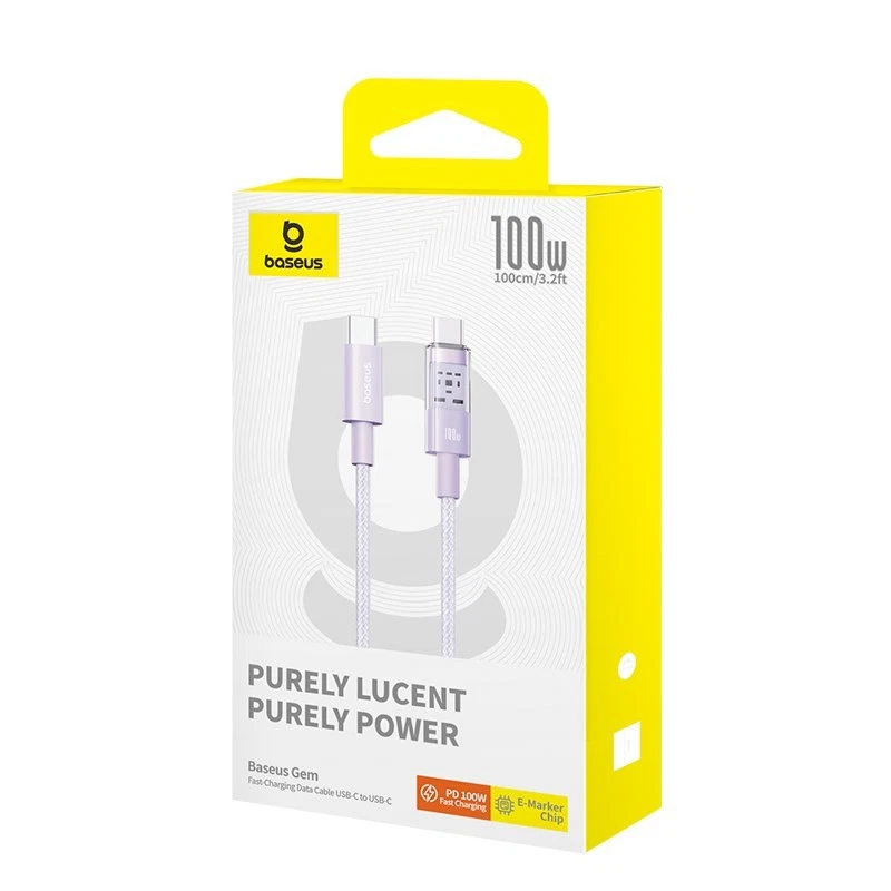 Baseus Gem USB C vers USB C câble de charge rapide 1 m 100 W violet