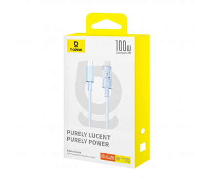 BaseusGem Data & Charging Cable,USB-C - USB-C  100W, 1m, Blue