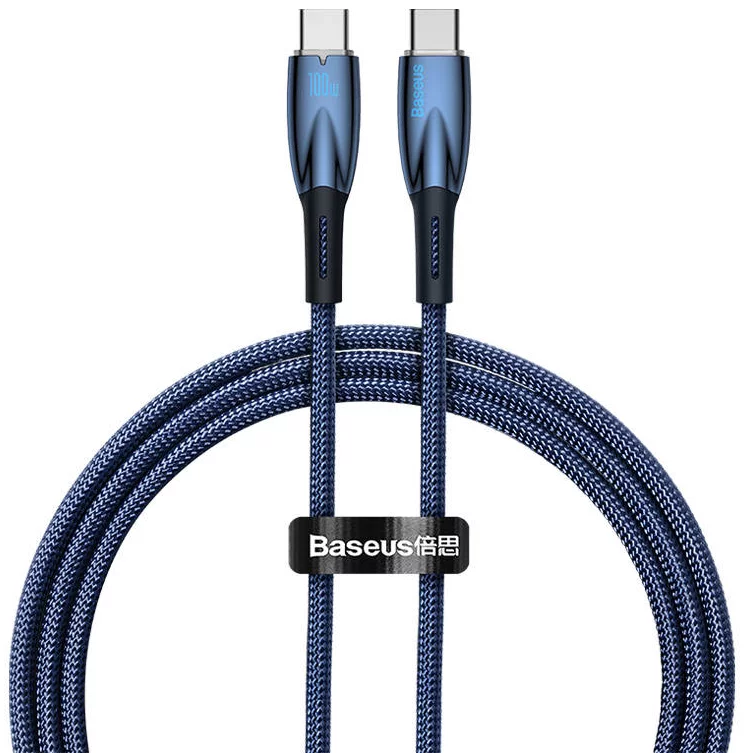 Câble USB-C pour USB-C Baseus Glimmer Series, 100W, 1m (Bleu)