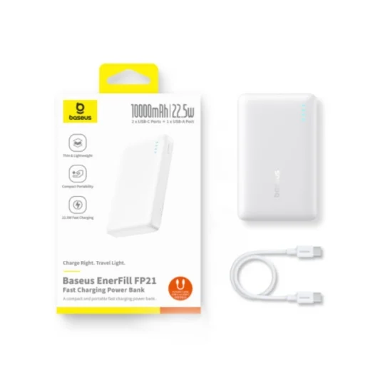 Batterie Externe Baseus Enerfill Fp21 10000mah 22,5w Blanche