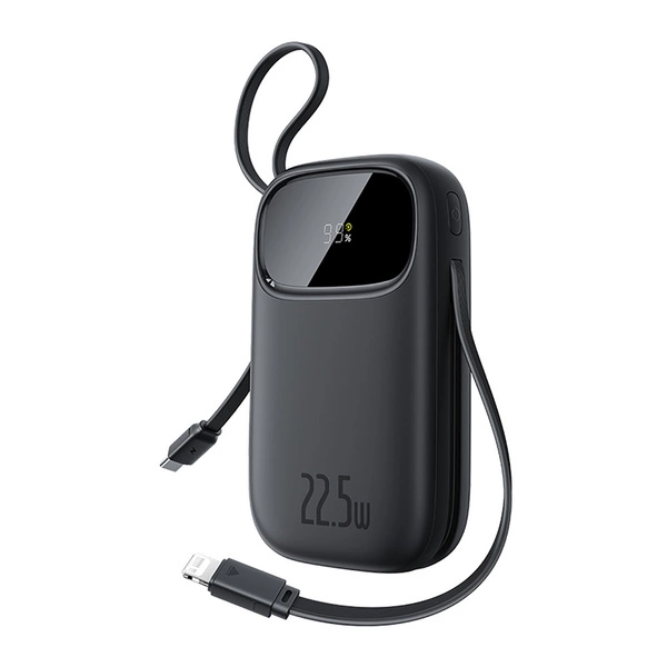 Batterie externe Baseus QPow3 20000mAh – 22.5W, 4 sorties, câbles intégrés, LED – NOIR