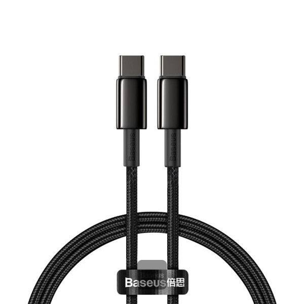 Câble de données de recharge rapide Baseus Tungsten Gold Type-C à Type-C 100W 1M - Noir