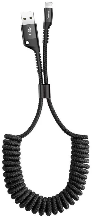 Câble Lightning Baseus Spring 1 m – charge 2A, design ressort, noir