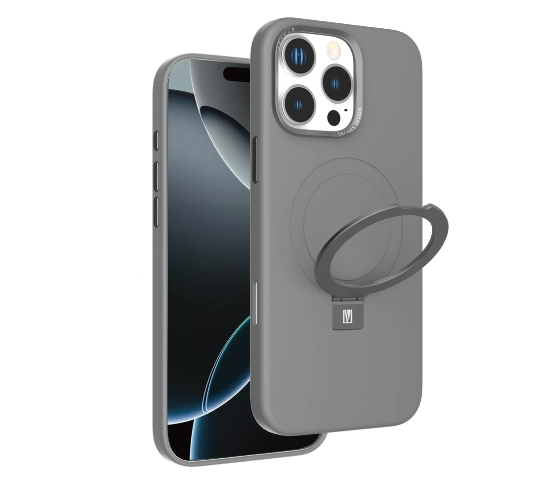 Coque Levelo Iris Pro MagSafe en silicone liquide pour iPhone 16 Pro – Gris