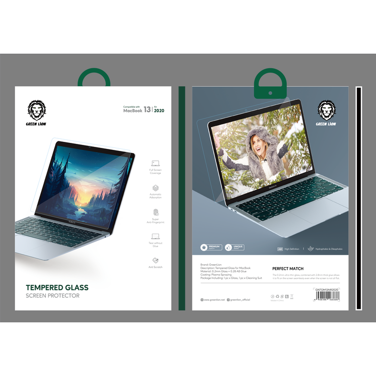 Verre trempé Green Lion pour MacBook Pro 16,2"  – protection écran transparente