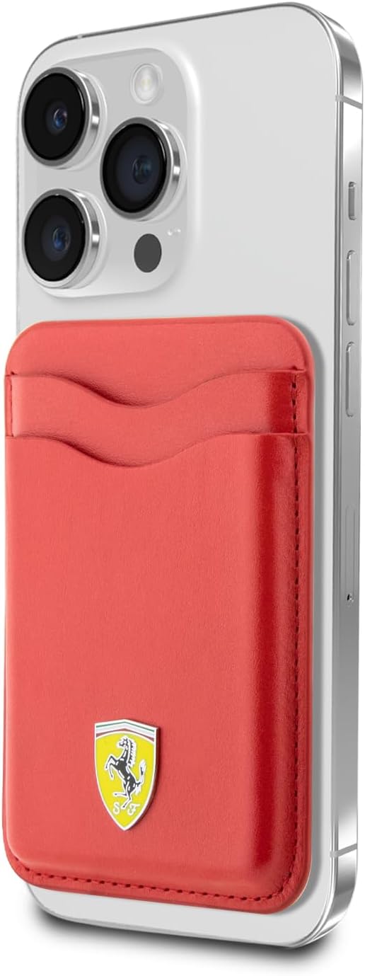 Porte-carte magnétique Ferrari CG Mobile MagSafe en cuir – Rouge